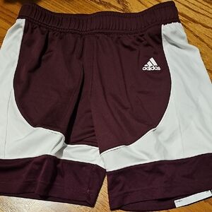 Adidas Burgundy and White Sports Shorts